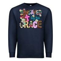 Navy saved by his grace Premium Sweatshirt - AdoDesignShop