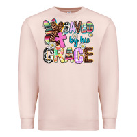 Pale Pink saved by his grace Premium Sweatshirt - AdoDesignShop