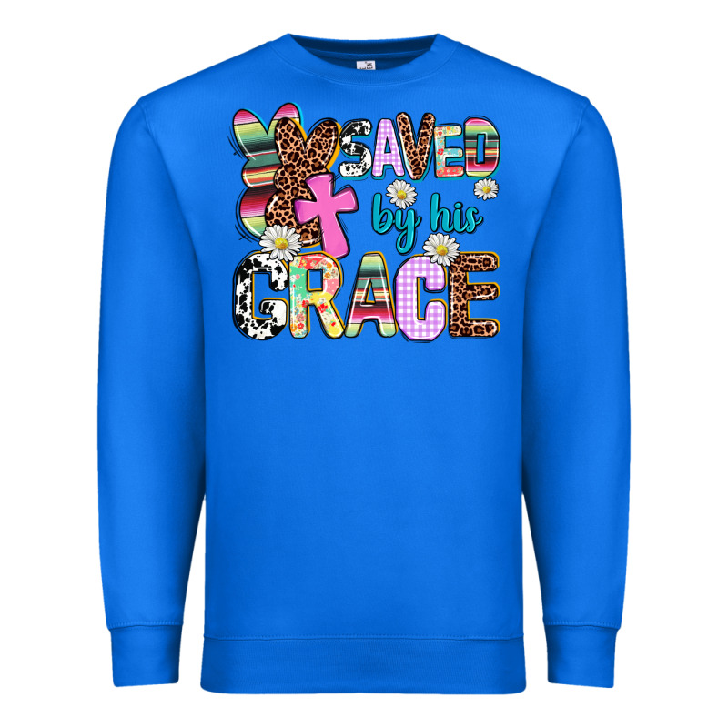 Saved By His Grace Premium Sweatshirt by AdoDesignShop | Teevron