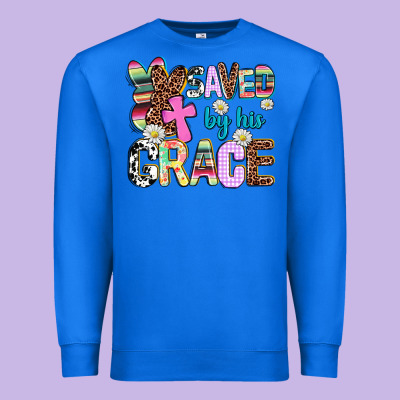 Saved By His Grace Premium Sweatshirt Designed By Adodesignshop