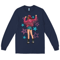 Navy western pink with stars and cowgirl Long Sleeve Tee - texasbilliewilder