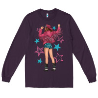 Plum western pink with stars and cowgirl Long Sleeve Tee - texasbilliewilder