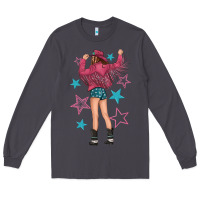 Smoke western pink with stars and cowgirl Long Sleeve Tee - texasbilliewilder