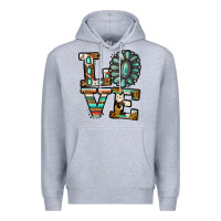Heather Grey Turquoise Love Premium Hoodie - Jasminsmagicworld