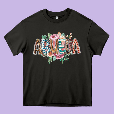 Abuela Flowers Heavy Core Tee Designed By Racoondesign