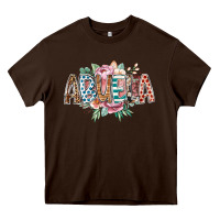 Chocolate Brown abuela flowers Heavy Core Tee - RacoonDesign