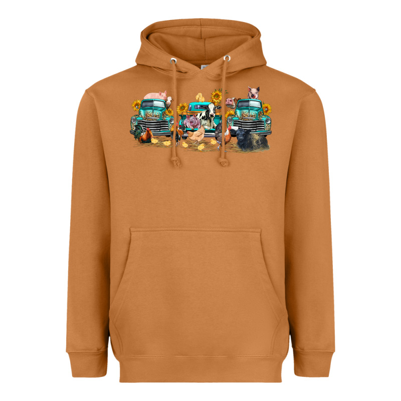 Western Farm Trucks Farm Animals Heavyweight Hoodie by FaDigitalArtStudio | Teevron