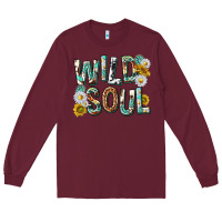 Burgundy western wild soul with sunflowers Long Sleeve Tee - texasbilliewilder