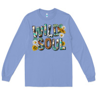 Colony Blue western wild soul with sunflowers Long Sleeve Tee - texasbilliewilder