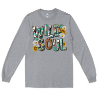 Heather Grey western wild soul with sunflowers Long Sleeve Tee - texasbilliewilder
