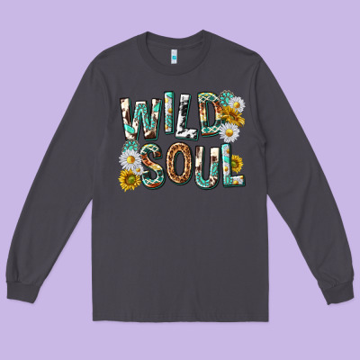 Long Sleeve Tee western wild soul with sunflowers