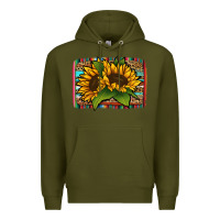 Army Green Sunflower With Serape Background Premium Hoodie - Jasminsmagicworld