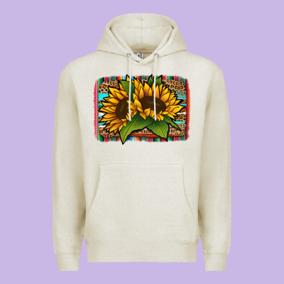 Sunflower With Serape Background Premium Hoodie Designed By Jasminsmagicworld