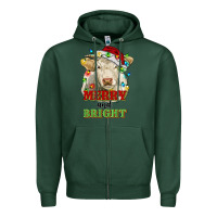 Sports Green merry and bright charolais cattle cow with christm Zipper Hoodie - RanaPortraitStore