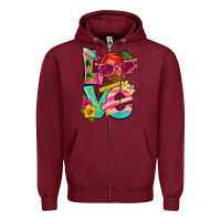 Burgundy love summer teacher Zipper Hoodie - texasbilliewilder