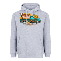 Heather Grey western farm truck farm animals Heavyweight Hoodie - FaDigitalArtStudio