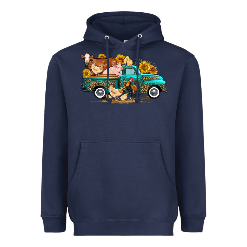 Western Farm Truck Farm Animals Heavyweight Hoodie by FaDigitalArtStudio | Teevron