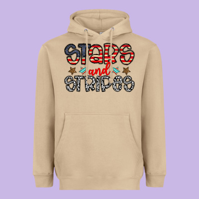 Stars And Stripes Heavyweight Hoodie Designed By Cowhidedigitalart