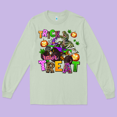 Trick Rawr Treat Long Sleeve Tee Designed By Adodesignshop