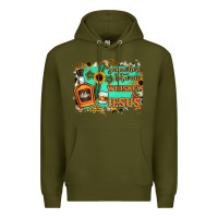 Army Green Somewhere Between Whiskey and Jesus Premium Hoodie - Jasminsmagicworld