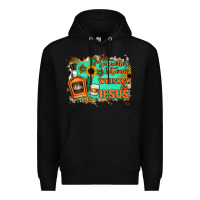 Black Somewhere Between Whiskey and Jesus Premium Hoodie - Jasminsmagicworld