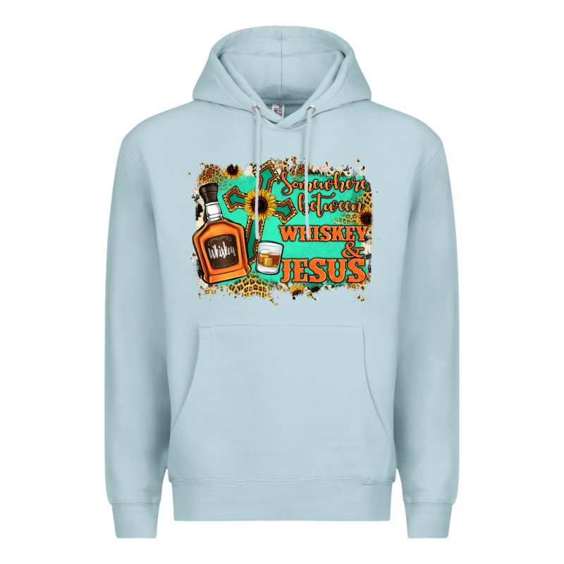 Somewhere Between Whiskey And Jesus Premium Hoodie by Jasminsmagicworld | Teevron
