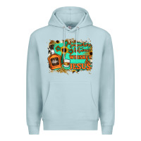 Blue Mist Somewhere Between Whiskey and Jesus Premium Hoodie - Jasminsmagicworld
