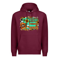 Burgundy Somewhere Between Whiskey and Jesus Premium Hoodie - Jasminsmagicworld
