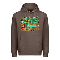 Coffee Somewhere Between Whiskey and Jesus Premium Hoodie - Jasminsmagicworld