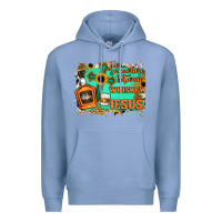 Colony Blue Somewhere Between Whiskey and Jesus Premium Hoodie - Jasminsmagicworld