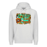 Dove Grey Somewhere Between Whiskey and Jesus Premium Hoodie - Jasminsmagicworld