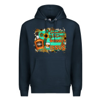 Navy Somewhere Between Whiskey and Jesus Premium Hoodie - Jasminsmagicworld