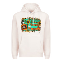 Pale Pink Somewhere Between Whiskey and Jesus Premium Hoodie - Jasminsmagicworld