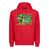 Red Somewhere Between Whiskey and Jesus Premium Hoodie - Jasminsmagicworld