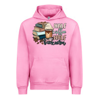 Fuchsia Pink half coffee half bookworm Urban Hoodie - MaliasSmallBusiness
