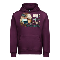 Mauve Wine half coffee half bookworm Urban Hoodie - MaliasSmallBusiness