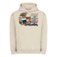 Pigment French Oak half coffee half bookworm Urban Hoodie - MaliasSmallBusiness