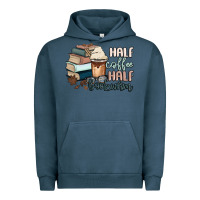 Pigment Midnight Navy half coffee half bookworm Urban Hoodie - MaliasSmallBusiness
