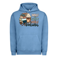 Pigment Pebble Blue half coffee half bookworm Urban Hoodie - MaliasSmallBusiness