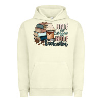 Pigment Pistachio half coffee half bookworm Urban Hoodie - MaliasSmallBusiness