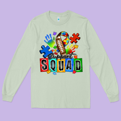 American Football Support Squad Autism Long Sleeve Tee Designed By Zillion Design Studio