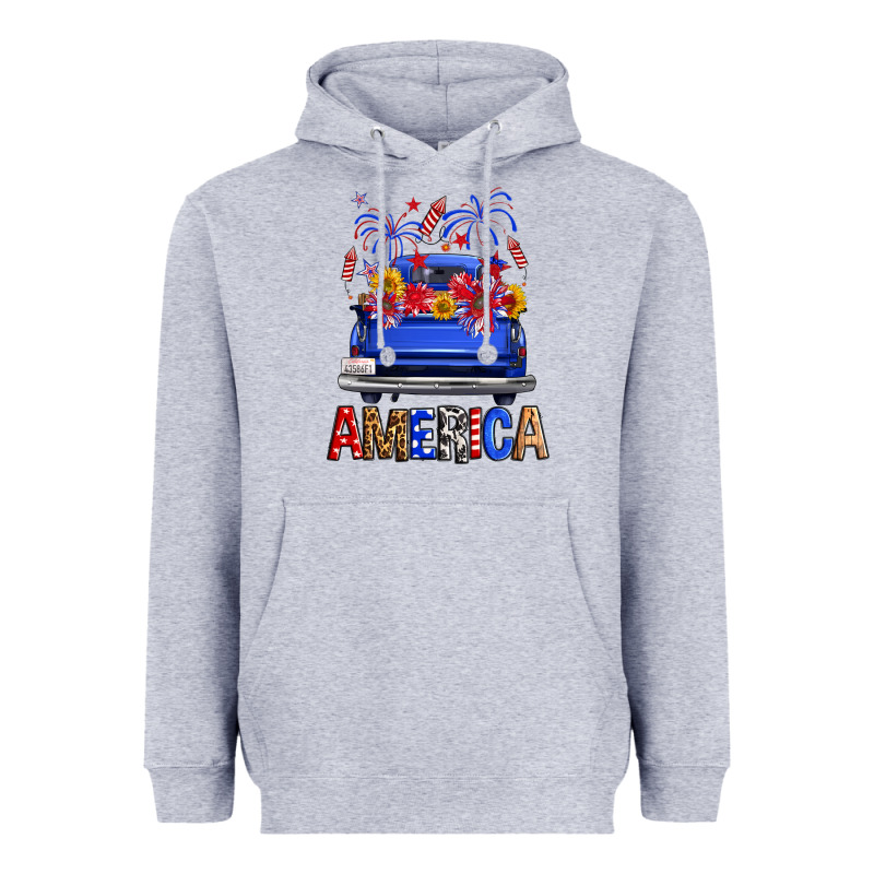 Western Fourth Of July America Truck Heavyweight Hoodie by FaDigitalArtStudio | Teevron
