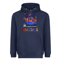Navy western fourth of july america truck Heavyweight Hoodie - FaDigitalArtStudio