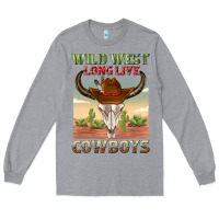 Heather Grey wild west long live cowboys Long Sleeve Tee - texasbilliewilder