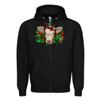 Black Christmas charolais calf Zipper Hoodie - RanaPortraitStore