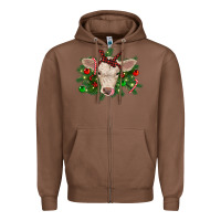 Chestnut Christmas charolais calf Zipper Hoodie - RanaPortraitStore