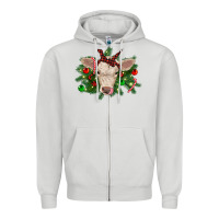 Dove Grey Christmas charolais calf Zipper Hoodie - RanaPortraitStore