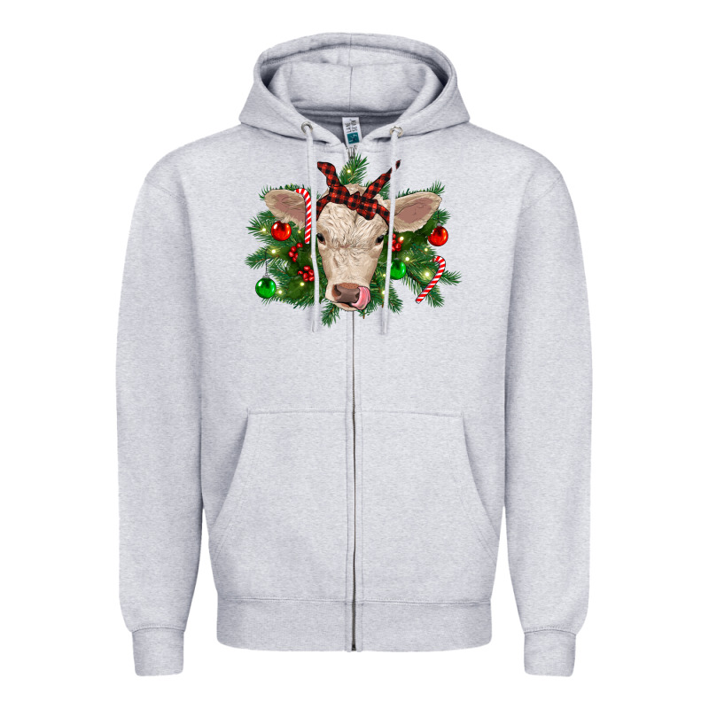 Christmas Charolais Calf Zipper Hoodie by RanaPortraitStore | Teevron