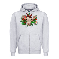 Heather Grey Christmas charolais calf Zipper Hoodie - RanaPortraitStore