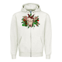 Oatmeal Heather Christmas charolais calf Zipper Hoodie - RanaPortraitStore